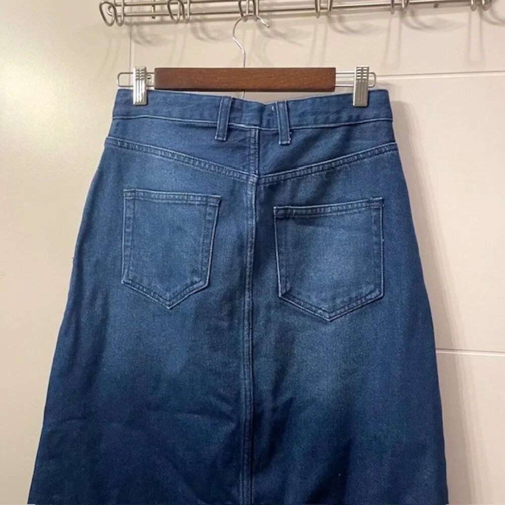 NWT Anthropologie Pilcro Madi Front Slit Denim Maxi Skirt Raw Hem Size 4
